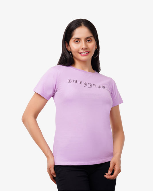 Comfort Fit Printed Lavender Cotton Women's T-Shirt