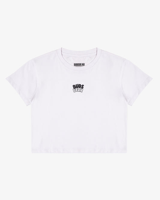 Crop Fit Printed White Cotton Women's T-Shirt