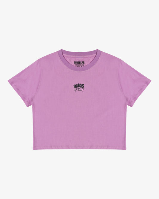 Crop Fit Printed Lavender Cotton Women's T-Shirt